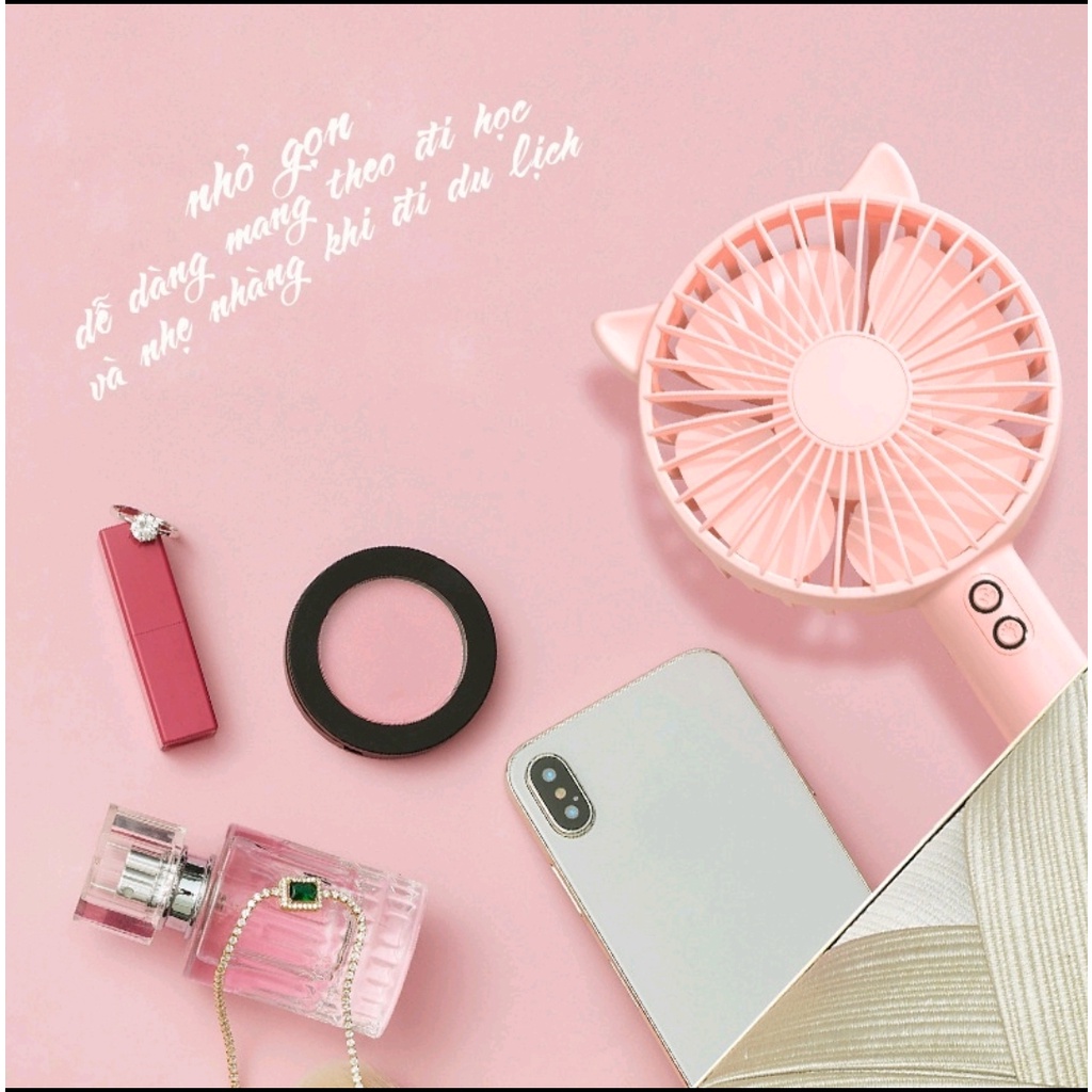 Quạt Cầm Tay Mini N10 Có Đế Để Bàn - Pin 18650 mAh 3 Cấp Độ Gió Có Đèn Led Chiếu Sáng