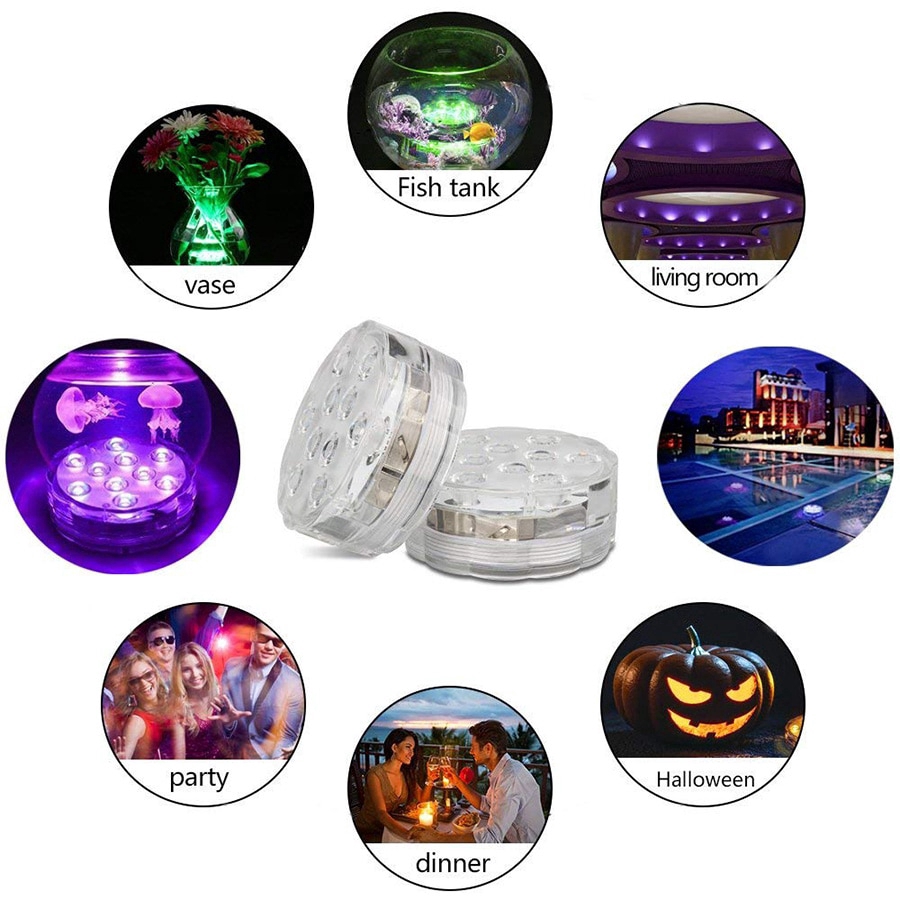 Bộ đèn LED 10 màu chuyển đổi bằng remote có khả năng chống nước dùng để trang trí tiệc