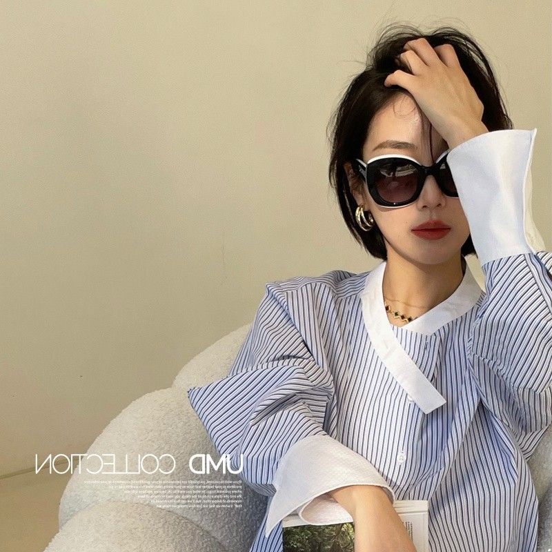 Áo Sơ Mi Tay Dài Họa Tiết Kẻ Sọc Phong Cách Pháp Thời Trang Xuân Thu Cho Nữ