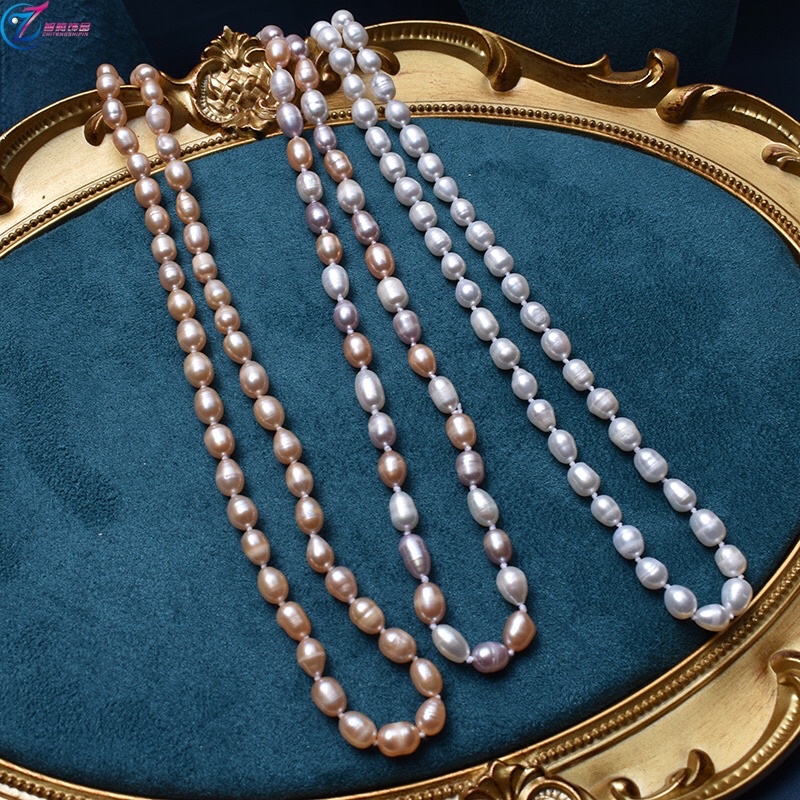 Chuỗi Đeo Cổ Hạt 7-8 Ly Khóa Bạc Kèm Giấy Kiểm Định (120cm) NTTT49 - Ngọc Trai Trường Thịnh