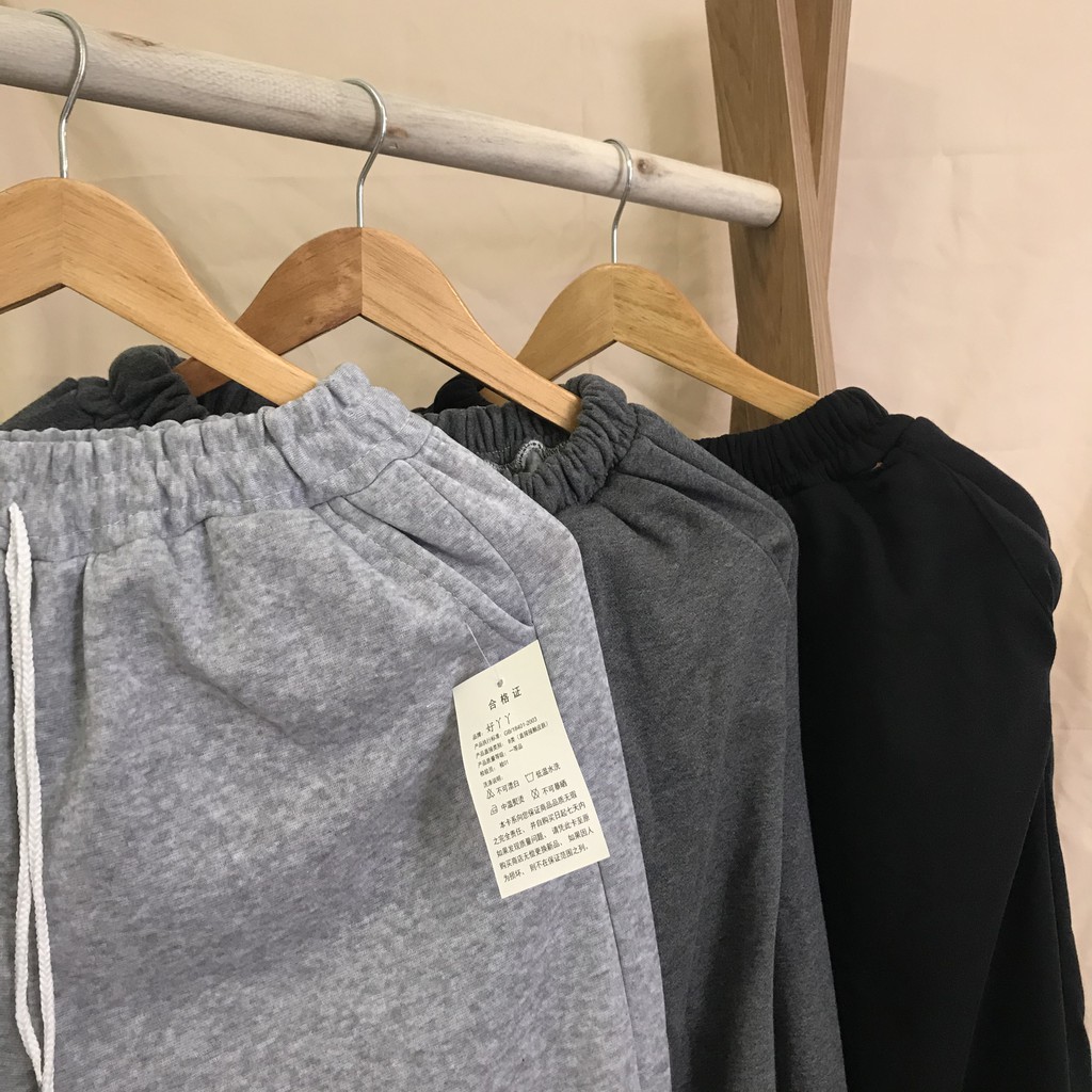 Quần jogger nữ bo gấu chất nỉ - Quần nỉ bo chun dáng rộng phong cách Ullzang (Video thật/ | BigBuy360 - bigbuy360.vn