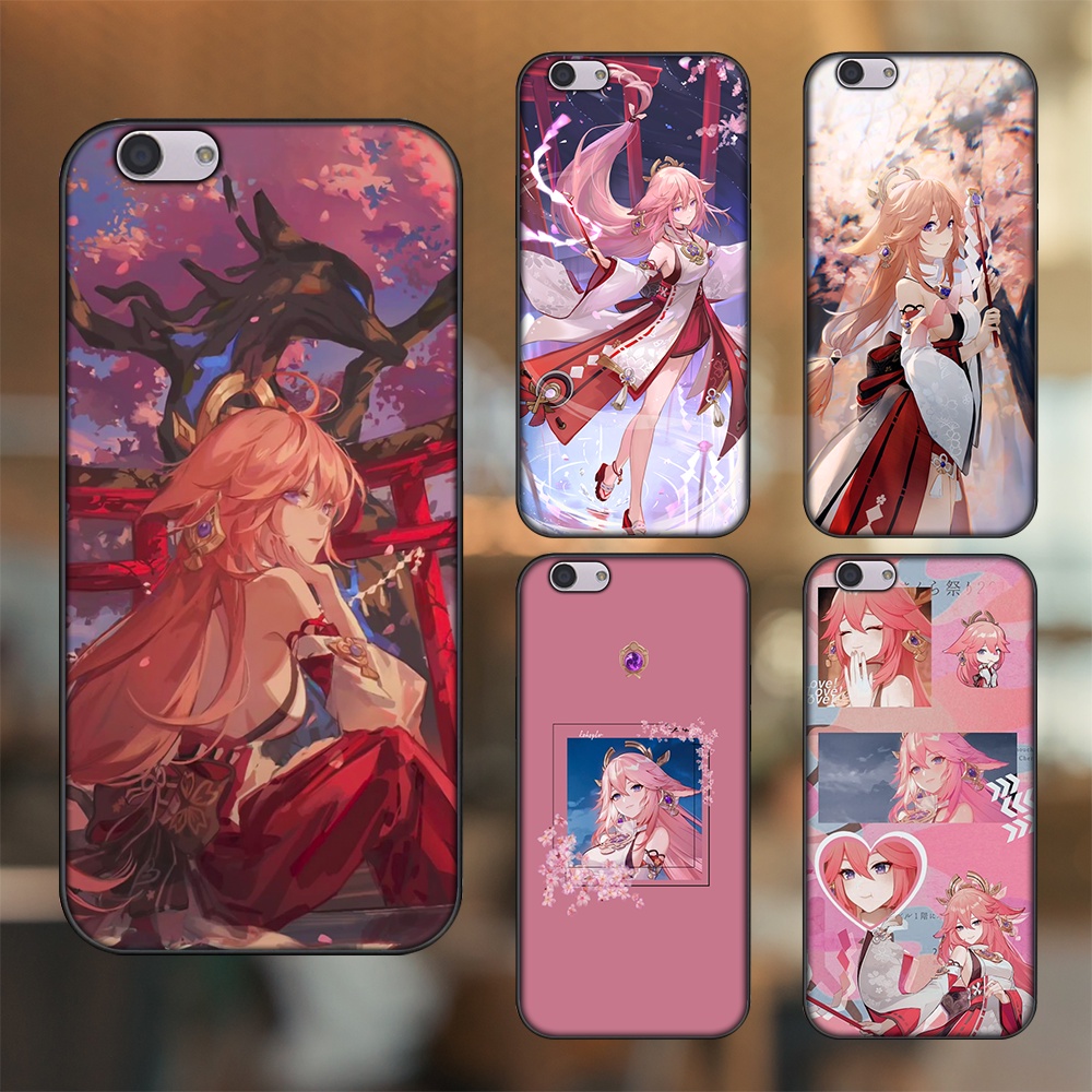 Ốp lưng Oppo F1s, F3, F3 Plus viền đen in hình Yae Miko Genshin Impact