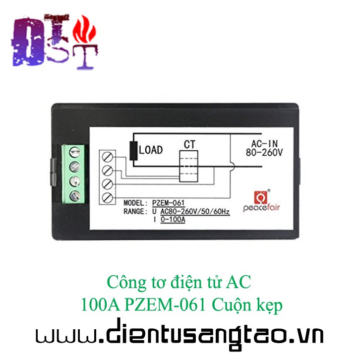Công tơ điện tử AC 100A PZEM-061 Cuộn kẹp