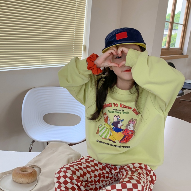 Áo Nỉ Dài Tay In Hình Thỏ Hoạt Hình Thời Trang Cho Bé Gái