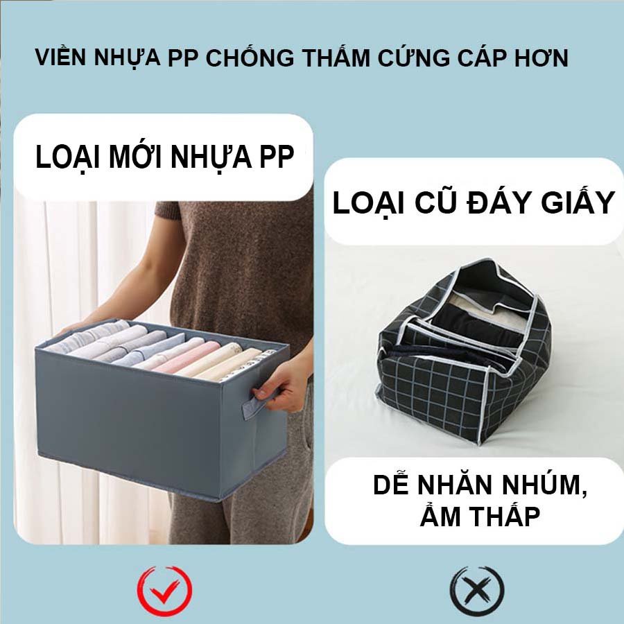 [Chống Nước] Hộp Vải Đựng Quần Áo Chia Ngăn, Thùng Đựng Quần Áo Gấp Gọn Khung Nhựa Chắc Chắn, Chống Nước P070