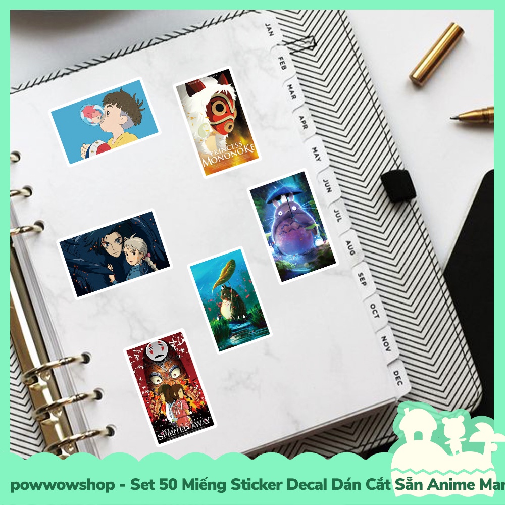 [Sẵn VN - Hỏa Tốc] Set 50 Miếng Sticker Decal Cắt Sẵn DIY Dán Trang Trí Vật Dụng Mẫu Anime Manga Famous Poster Film