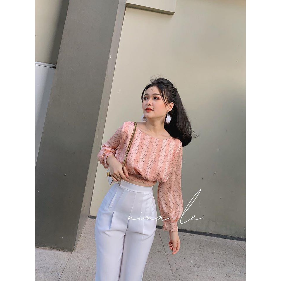 Áo Croptop Buộc Nơ Sau Chất Lụa