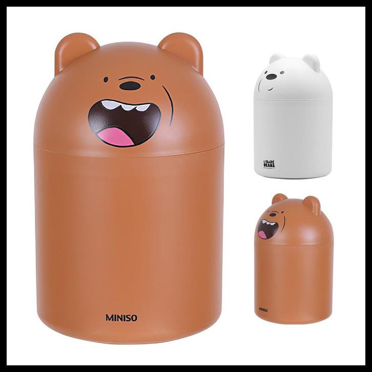 Miniso Thùng Rác Nhựa Mini Để Bàn Hình Gấu Đáng Yêu