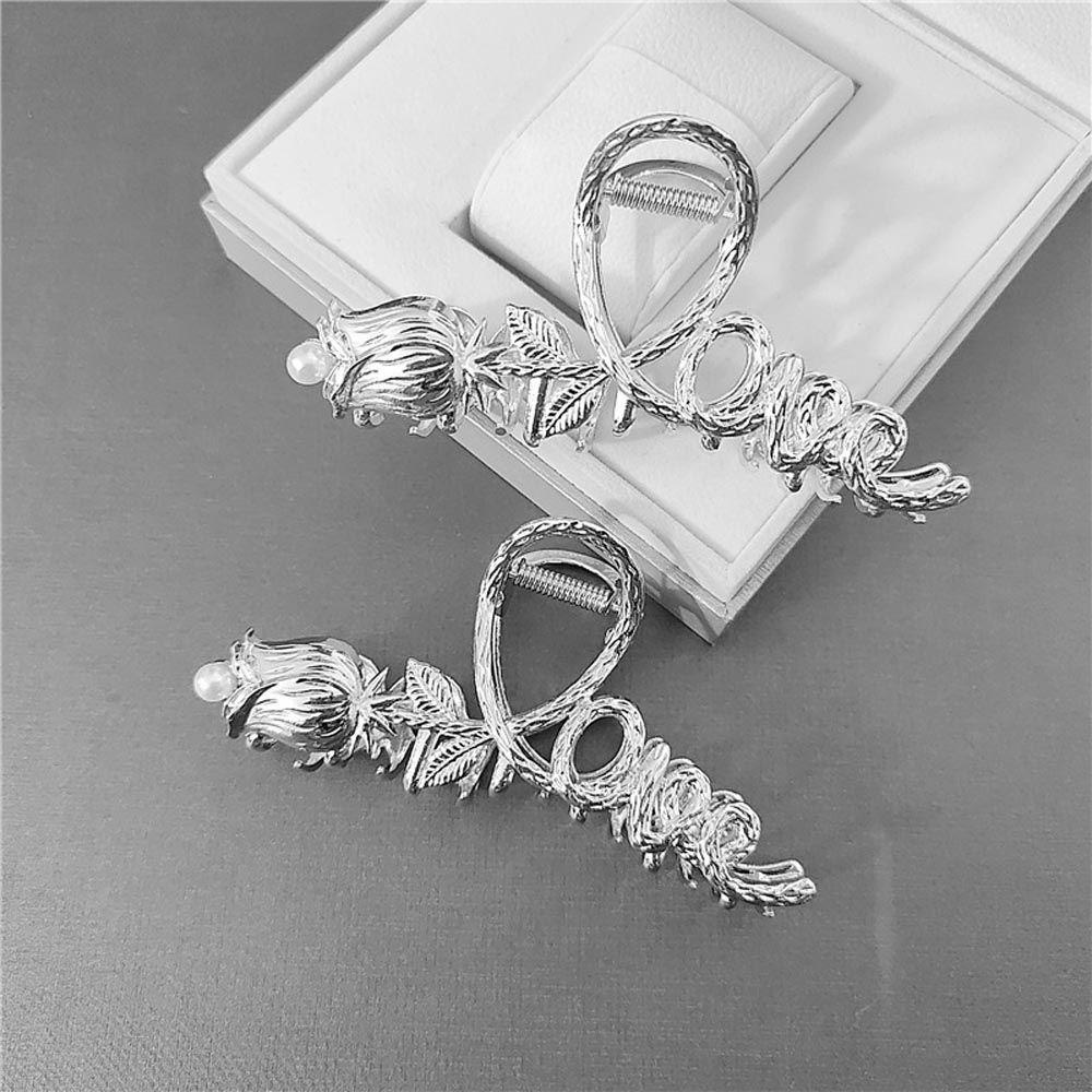 Kẹp Tóc Kim Loại Hình Hoa Hồng / Cá Mập Phong Cách Vintage WMES15H Cho Nữ