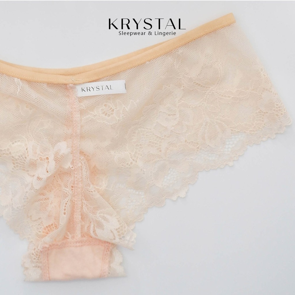 Bộ đồ lót ren không gọng mút mỏng màu Nude quần Basic KRYSTAL KB51