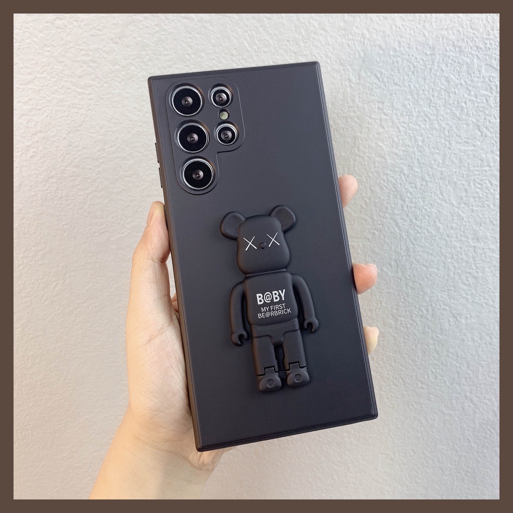 Ốp Điện Thoại TPU Dẻo Vuông Có Giá Đỡ Hoạt Hình Samsung Galaxy S23 S23 + S22 S21 S20 Note 20 10 Ultra Plus FE