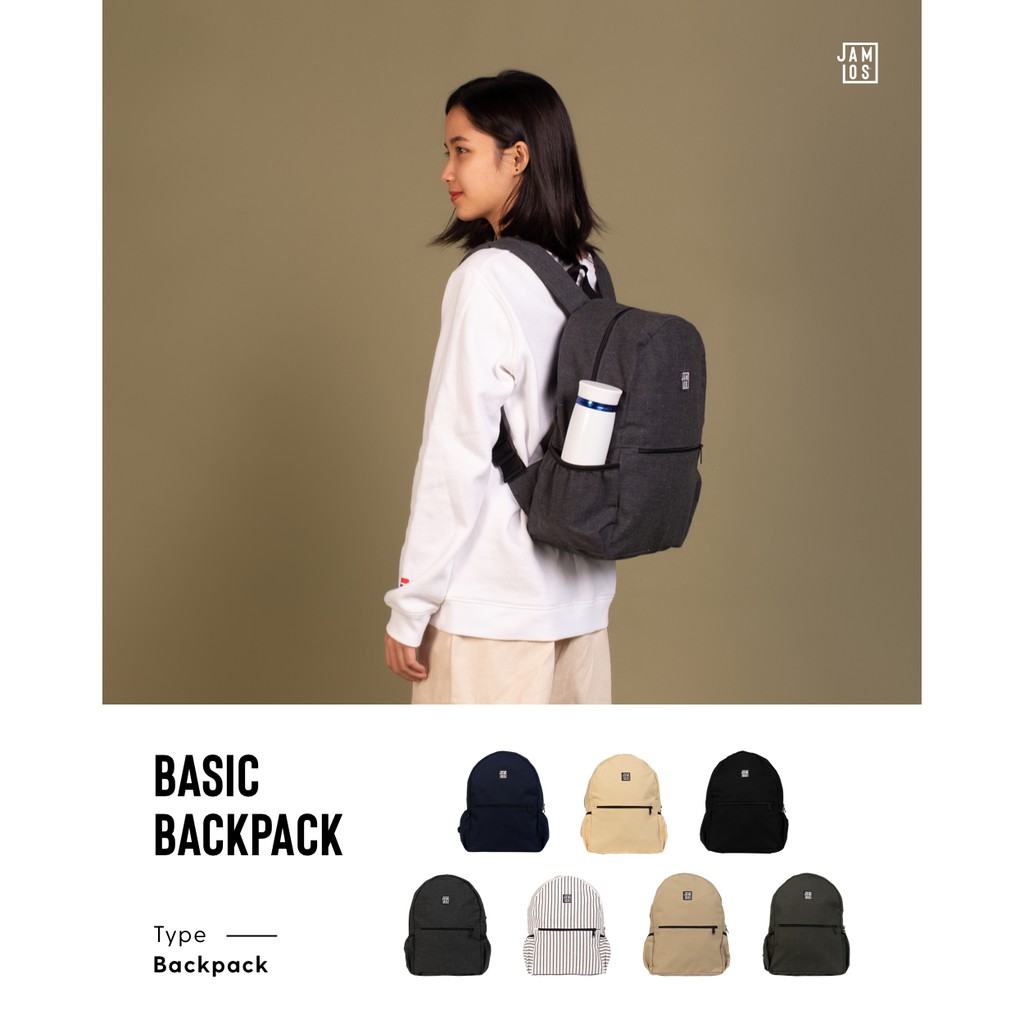 Jamlos Basic Backpack - Balo vải canvas thời trang gọn nhẹ đi học đi chơi vừa laptop 13inch A4