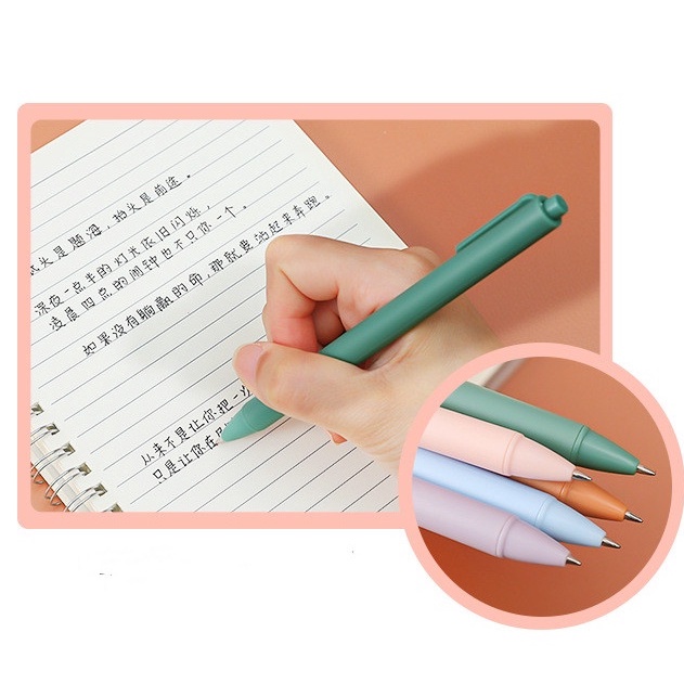 Bút gel bấm mực đen vỏ màu pastel retro nhám ngòi 0.5mm cho văn phòng phẩm