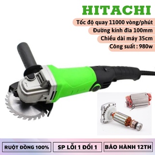 Máy mài cắt góc cầm tay hitachi công suất 980w, mài kim loại, gỗ, đá, cắt bàn, công tắc đuôi