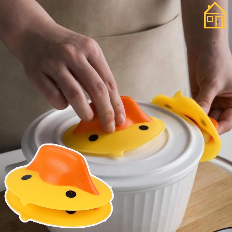 Set 2 Găng Tay Chống Bỏng Hình Vịt Vàng Dễ Thương Cho Nhà Bếp