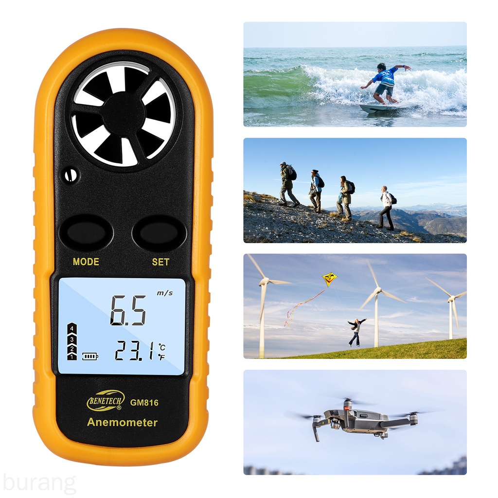 Máy Đo Tốc Độ Gió Kỹ Thuật Số Màn Hình Lcd Cầm Tay Nhỏ Gọn