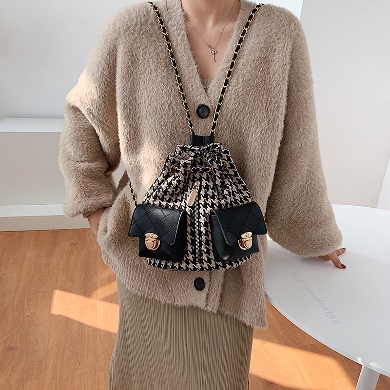 French small bag retro bag for women 2020 new trendy Korean style chain bucket bag Internet Popular textured shoulder messenger bag