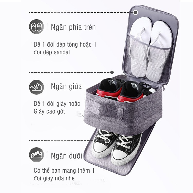Túi đựng giày Du Lịch Cá Nhân, Dày dặn và Nhiều ngăn