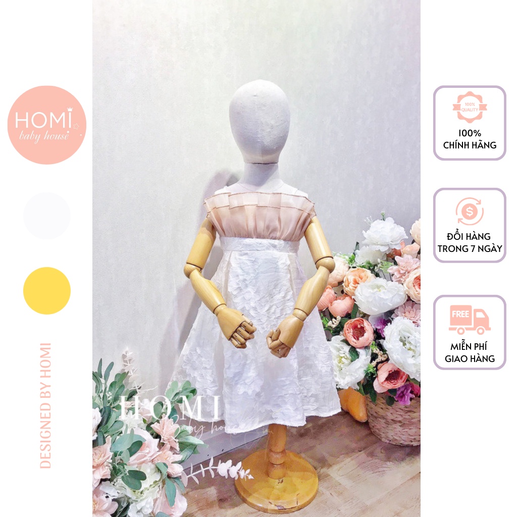 Váy công chúa cho bé gái 2 dây bèo ngực HOMI BABY HOUSE đầm công chúa cho bé gái dự tiệc dạo phố