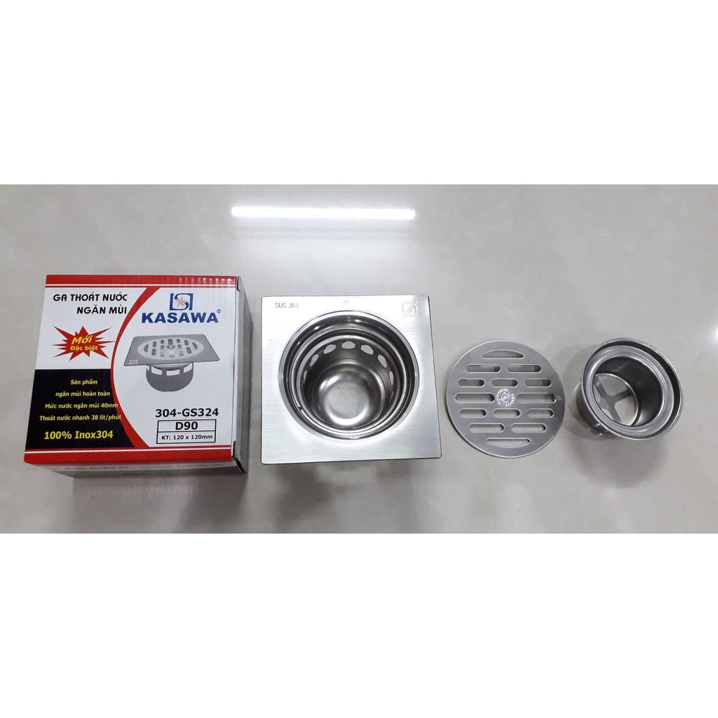 GA THOÁT SÀN NHÀ TẮM NGĂN MÙI CỐC SÂU INOX 304 KASAWA ĐEN GS320, GS323, GS324, GS326