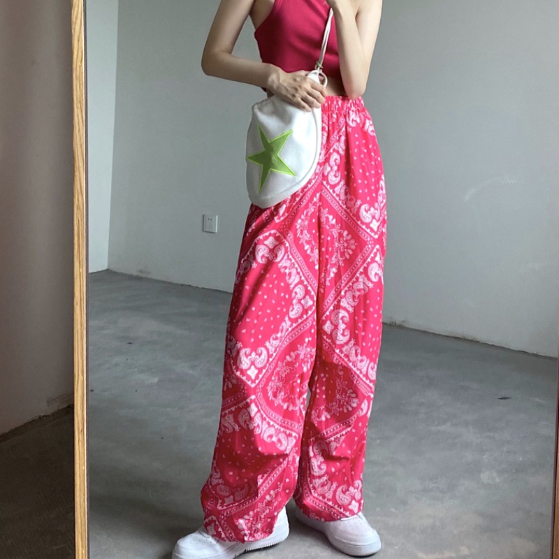 Happy-store ❤️ Quần Vải Ống Rộng Nam Nữ Unisex Quần Jogger Thể Thao Ulzzang Dây Rút Ở Gấu Quần - 2 Màu Trắng Hồng