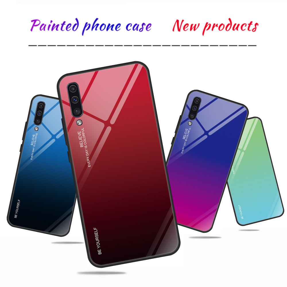 Ốp lưng silicon bằng kính cường lực cho Samsung Galaxy A30 A50 M10 M20 A7 2017 A9 2018