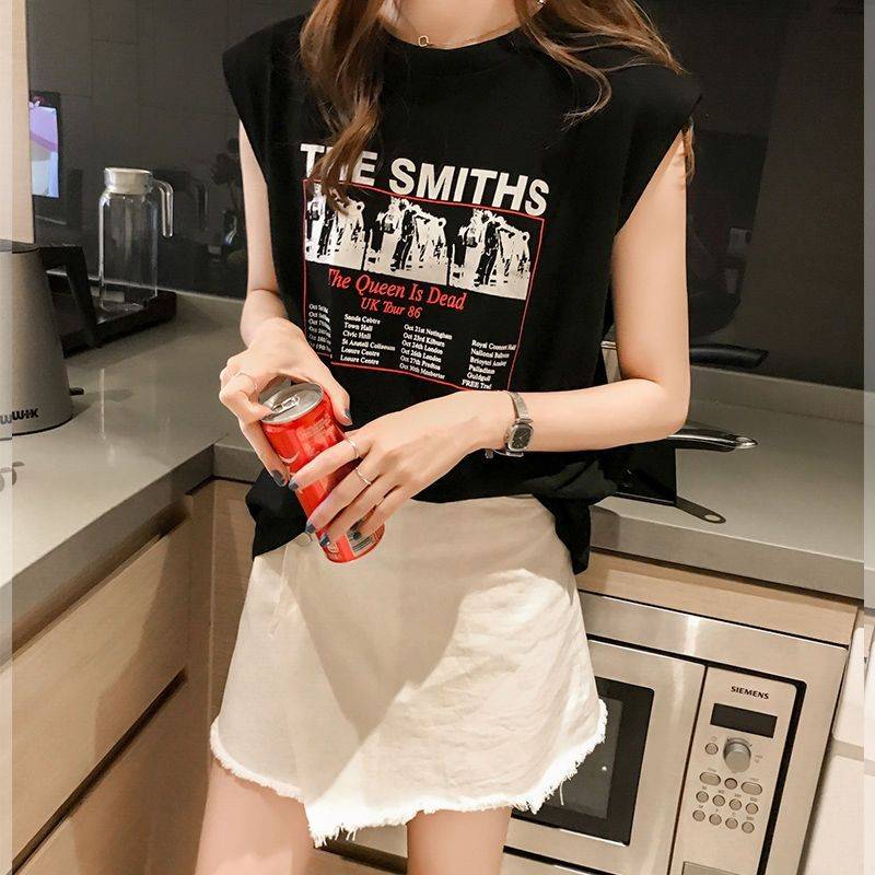 Áo Thun Cotton Sát Nách Dáng Rộng Kiểu Hồng Kông Cá Tính Cho Nữ | BigBuy360 - bigbuy360.vn