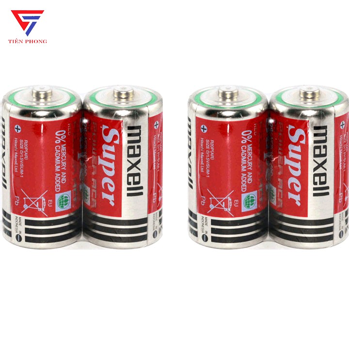 Pin Maxell Trung Cacbon chính hãng - Vỉ 2 viên