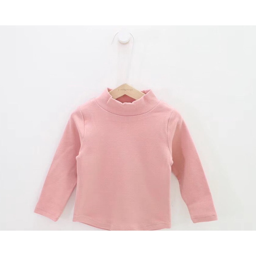 Áo giữ nhiệt bé trai và bé gái. Áo dài tay cho bé 2-7 tuổi cao cổ trơn nhiều màu vải cotton len dày dặn mềm mịn