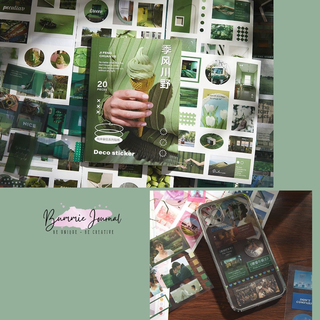 Quyển sổ sticker ảnh 20 trang nhiều chất liệu trang trí sổ journal