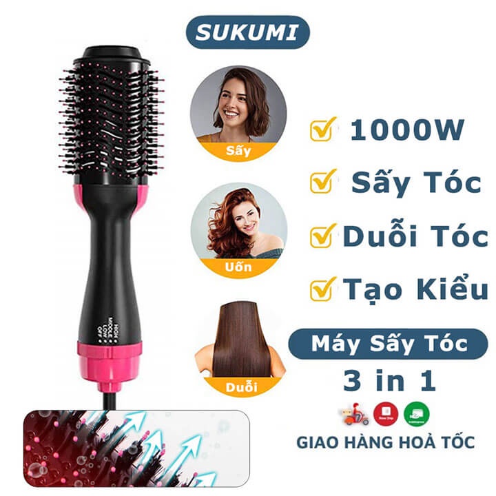 Máy sấy tóc đa năng 3 trong 1 One Step vừa là lược điện vừa sấy tóc tạo kiểu làm phồng tóc công suất 1000W
