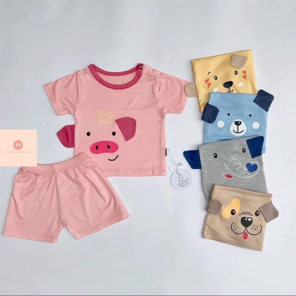 Bộ Cộc Tay MinKy Mom🎠Siêu họa Tiết Khủng Long Blue,chất liệu thun lạnh 100%dành cho bé trai bé gái từ 6-18k