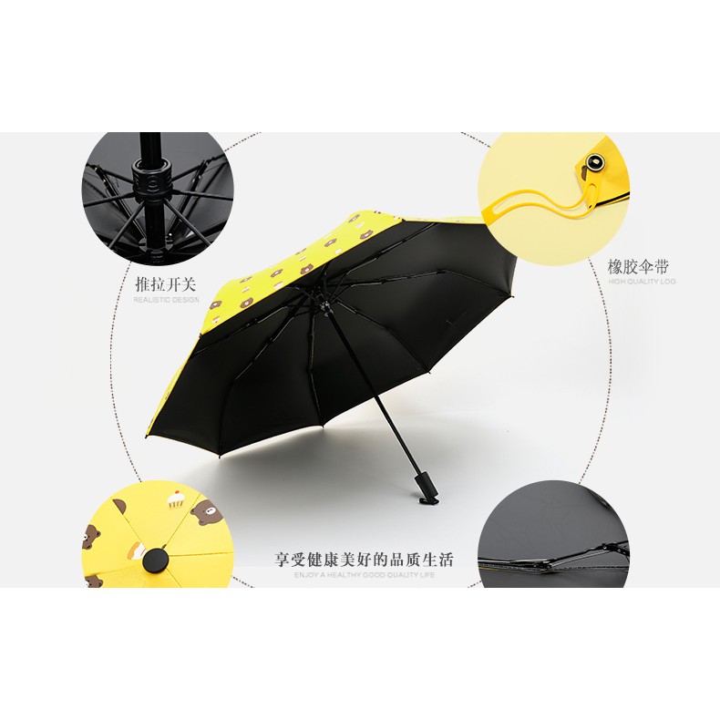 Sỉ hcm Ô Dù Gấp Gọn Gấu Brown màu hồng