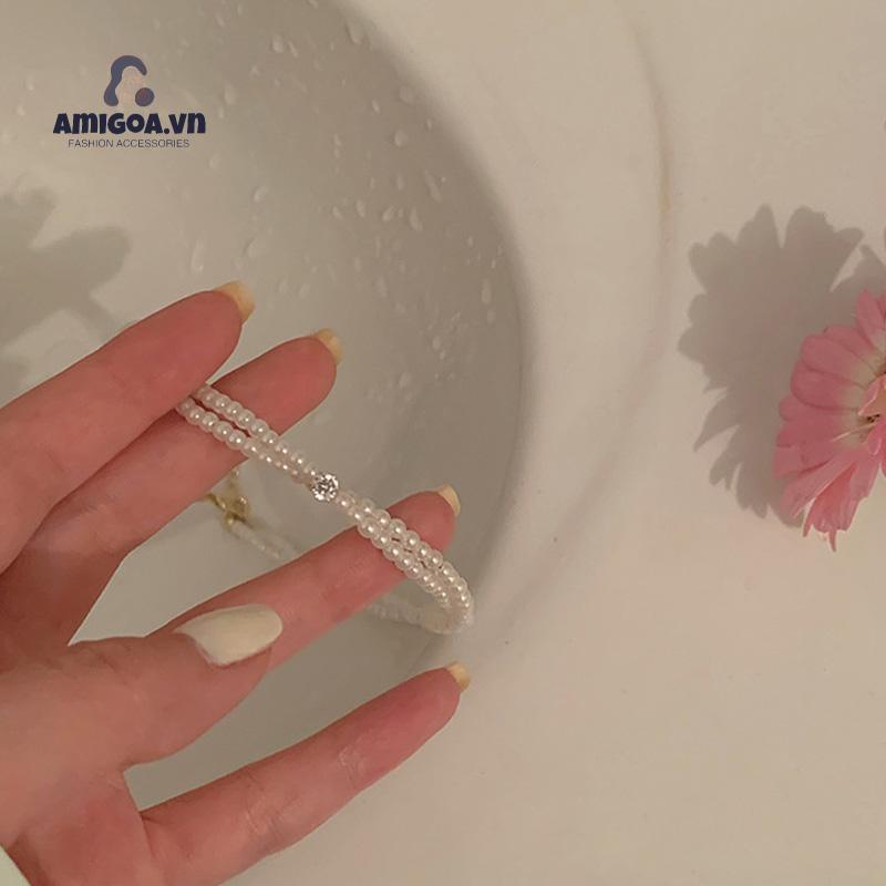 ✨✨Dây Chuyền Nữ  Vòng Cổ Xoắn Hai Lớp Ngọc Trai Giả Thanh Lịch Phong Cách Hàn Quốc