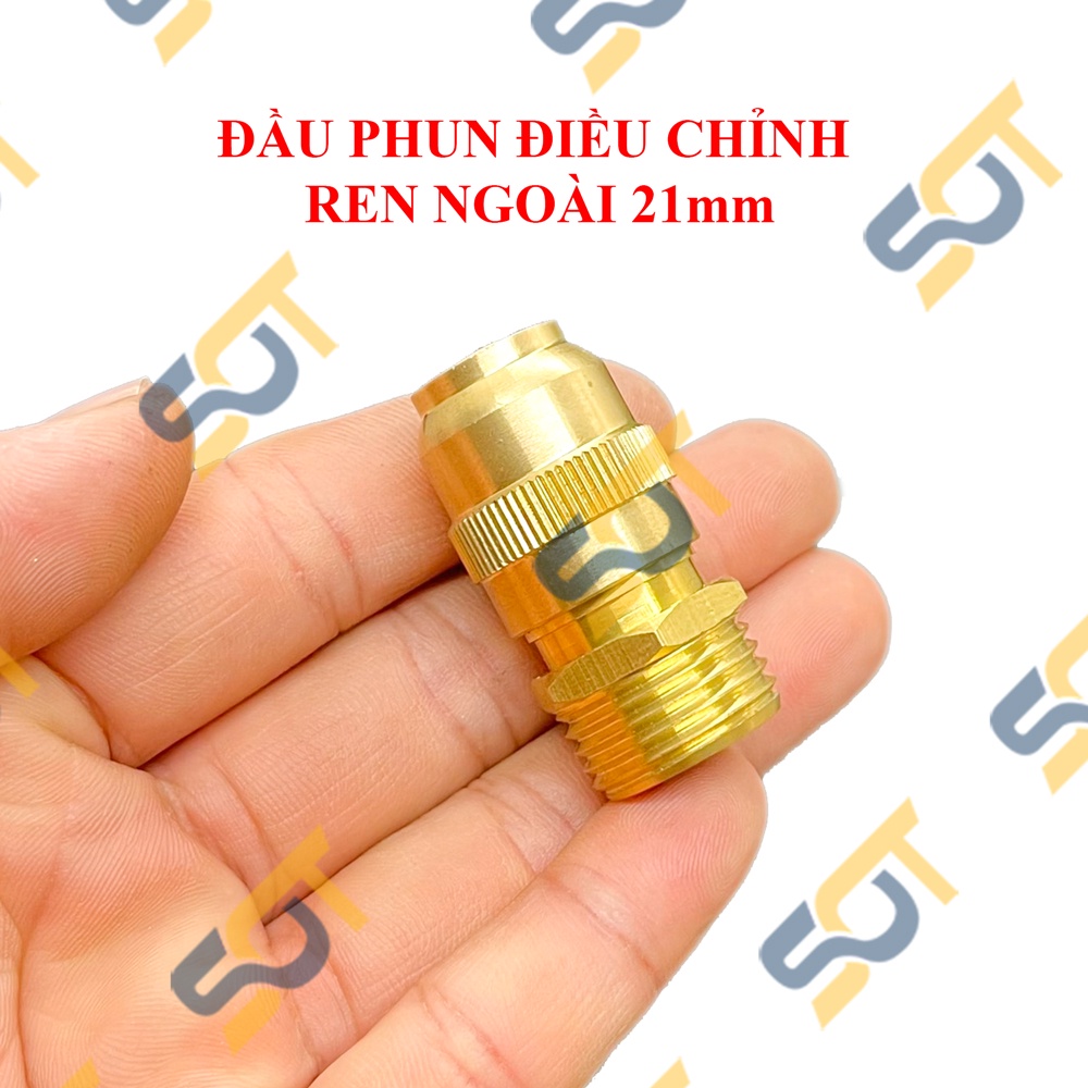 [ĐIỀU CHỈNH NƯỚC] Béc phun đồng thau ren ngoài 1/2 (21) điều chỉnh bán kính góc phun (Bình xịt khử khuẩn - Làm mát mái)