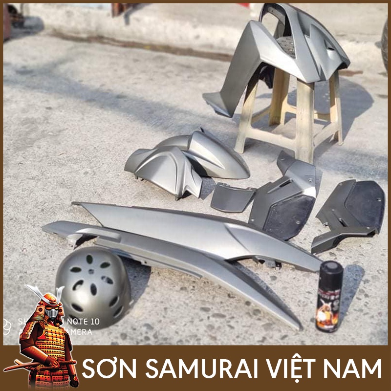 Sơn Samurai màu xám nhám, xám mờ Y747 chính hãng, sơn xịt dàn áo xe máy chịu nhiệt, chống nứt nẻ, kháng xăng