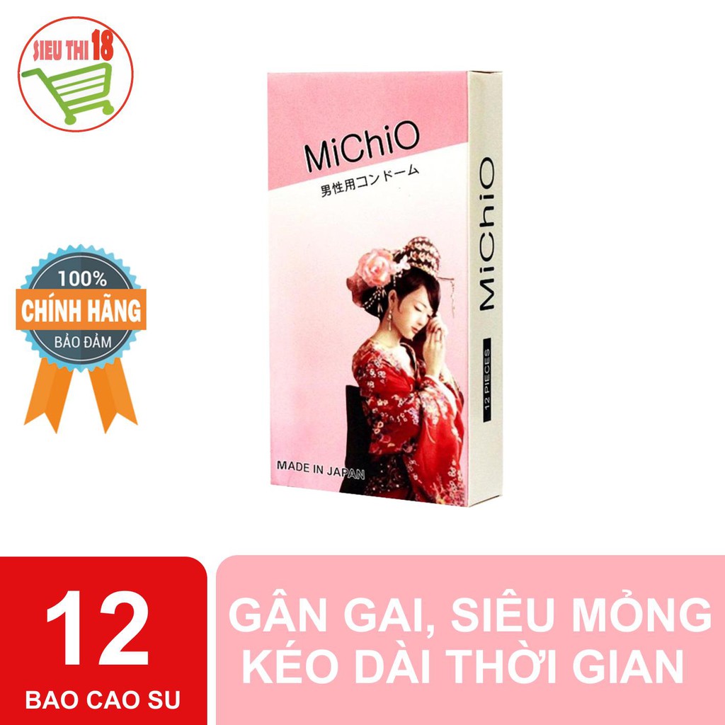 Bao cao su nhật michio 12 tặng gel rocmen (giao hàng kín đáo)