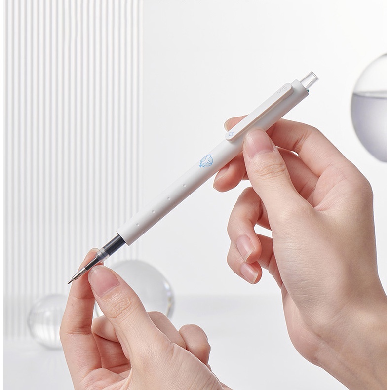 Bộ 4 bút bi Kaco Rocket Trắng học tập mực đen ngòi 0,5mm