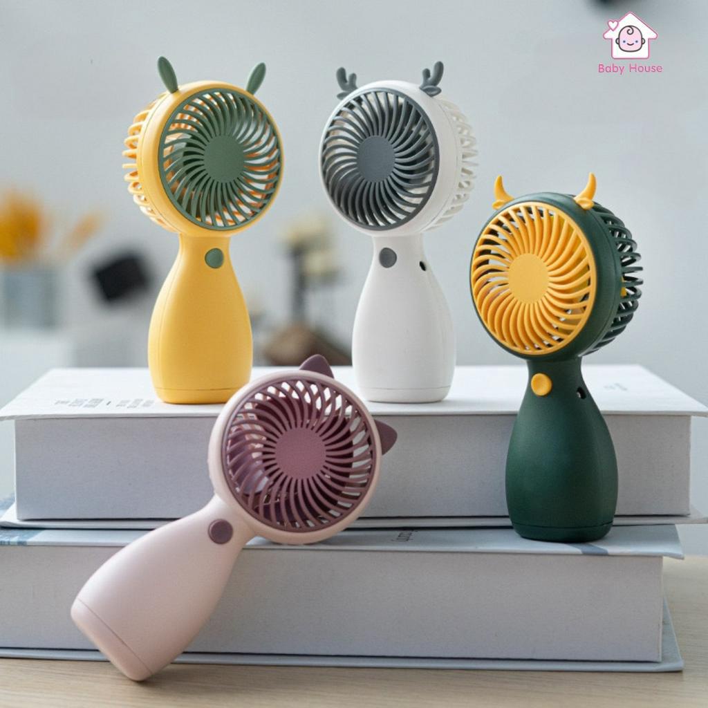 Quạt tích điện mini cầm tay, để bàn Nhỏ gọn,Tiện lợi, Có Cổng Sạc USB (tặng dây sạc) QĐ05