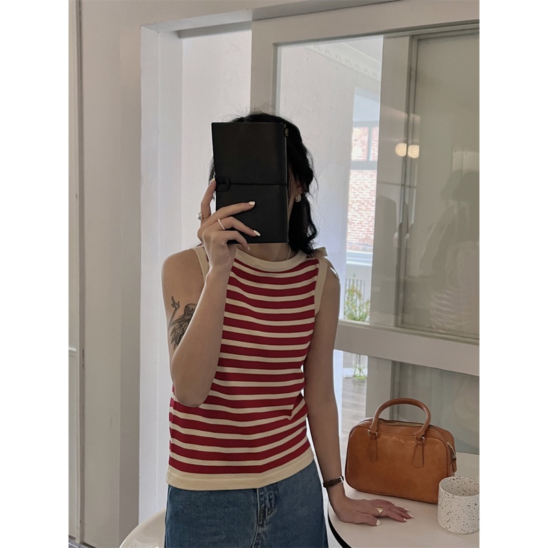 Áo Sát Nách Kẻ Sọc Thiết Kế Mới Thời Trang Mùa Hè Theo Phong Cách Vintage Dành Cho Nữ