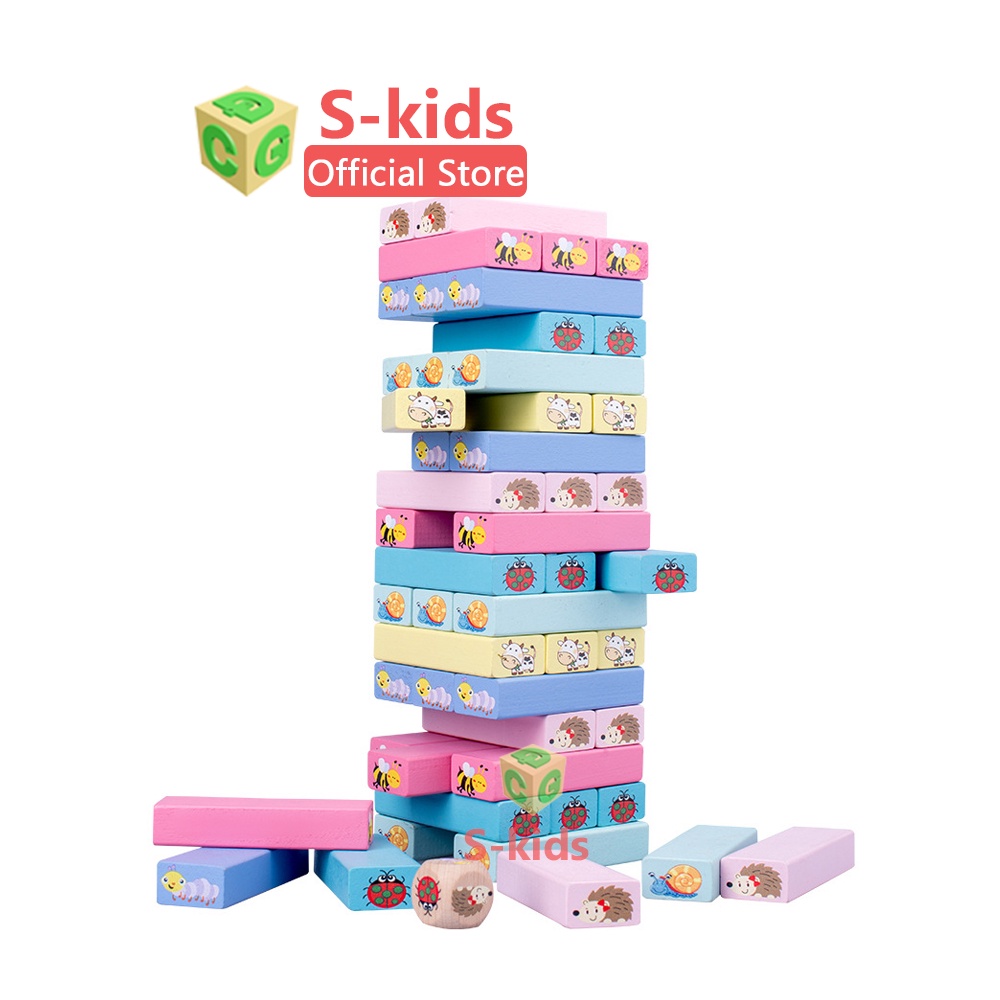 Đồ Chơi Rút Gỗ loại lớn 51 và 54 thanh S-Kids, Bộ xếp khối domino cho bé.