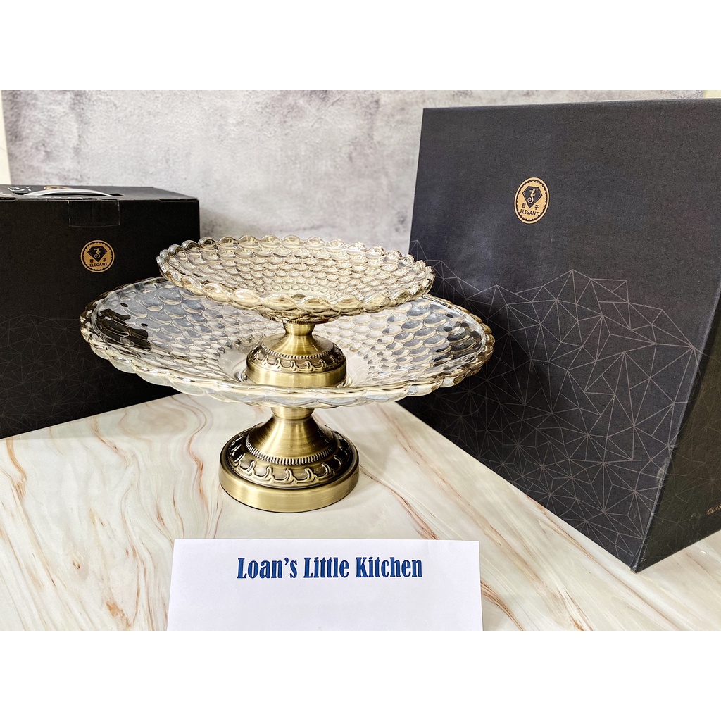 Dĩa Trái Cây Thủy Tinh Có Chân Đế Trung Đông, Đĩa Chưng Trái Cây Bánh Kẹo Cao Cấp Size 20cm