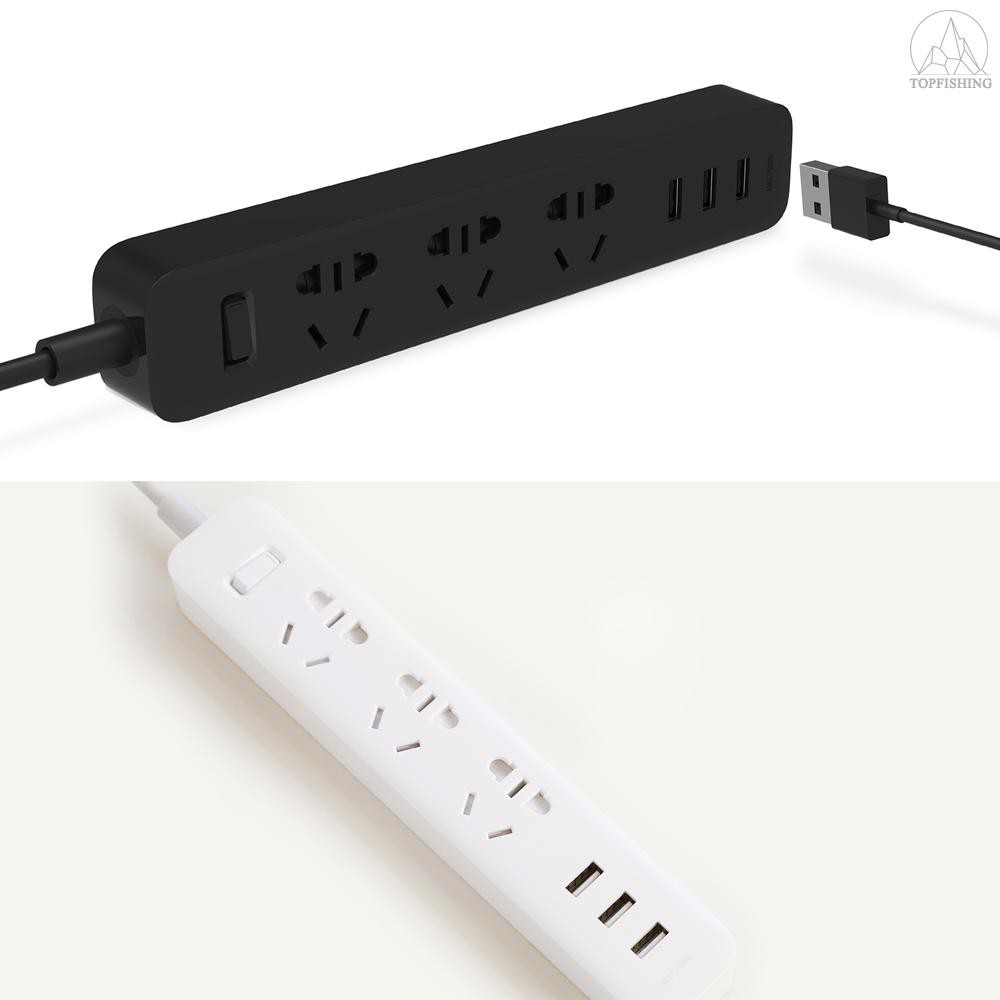 Tfh★Xiaomi Mi Smart Power Socket Portable Strip Plug Adapter Fast Charging 3 USB Extension Socket Plug 3 Standard Socket