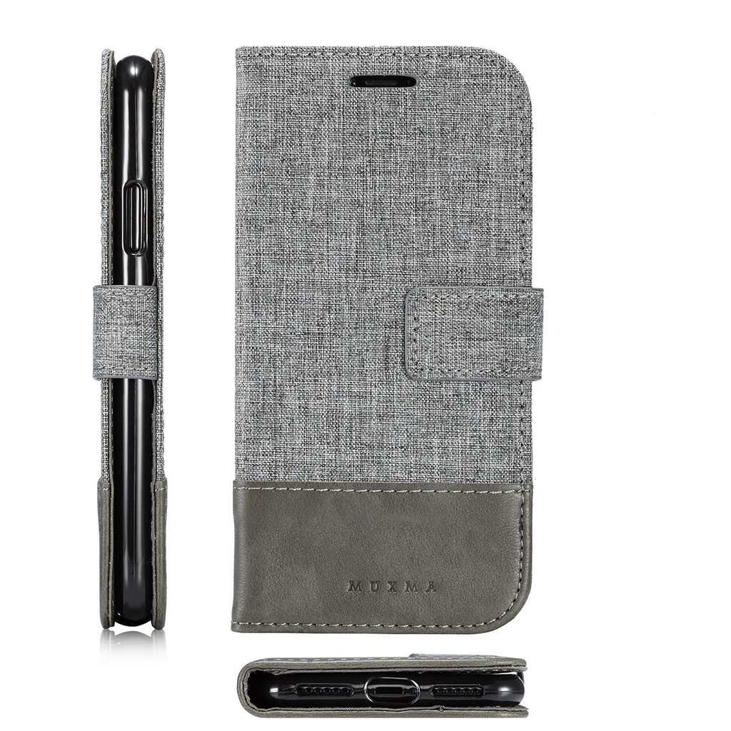 Bao da nắp gập có giá đứng chất liệu canvas cho IPhone X XS Max XR