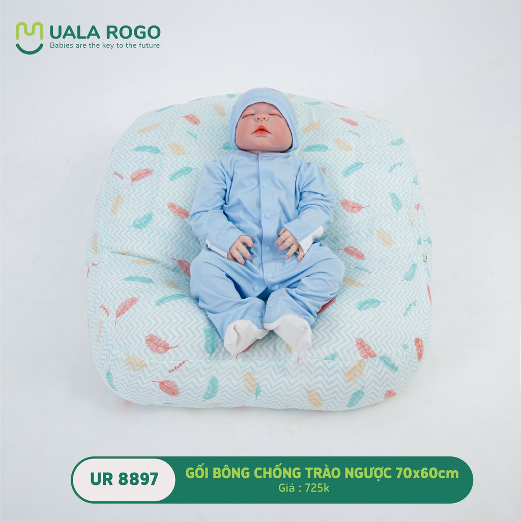 Gối bông sơ sinh chống trào ngược UalaRogo KT: 70x60cm UR8897