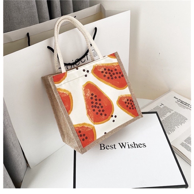 túi cói hoa quả mini sang chảnh