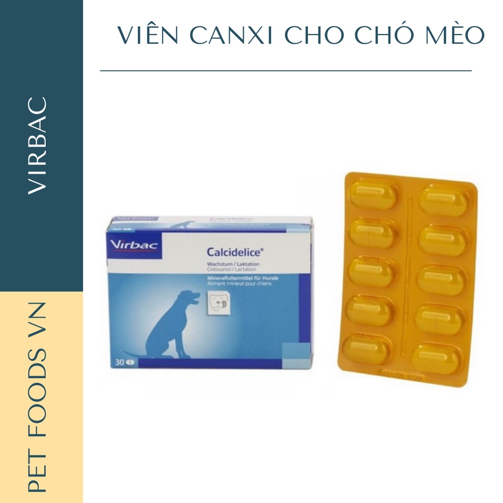 Viên canxi cho chó mèo VIRBAC Calci Delice hộp 30 viên