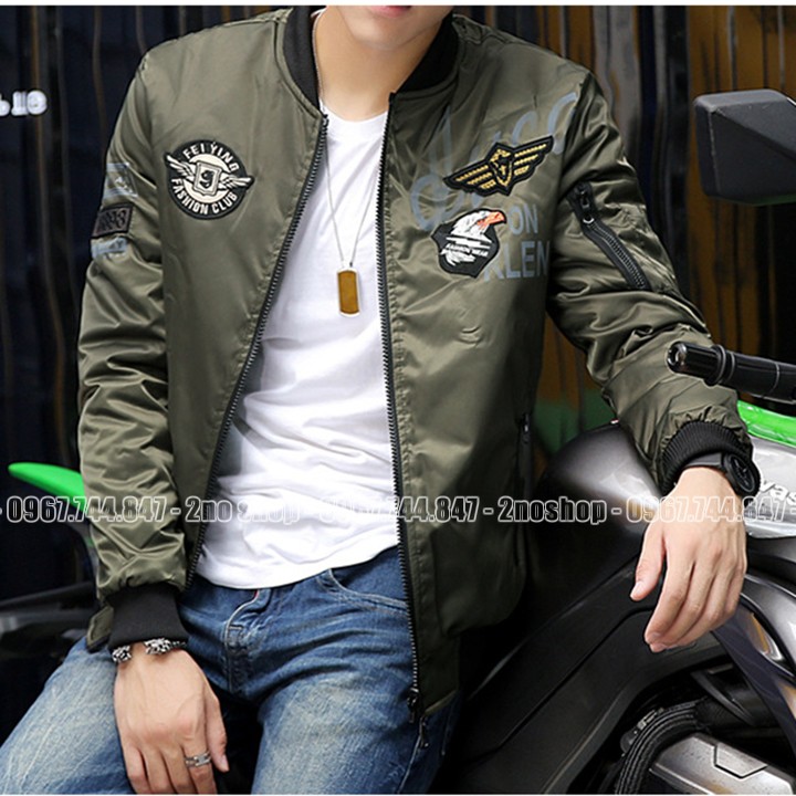 Áo khoác bomber nam kiểu pilot MA1 mặc được 2 mặt chần bông dày mặc ấm - AK2005