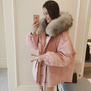 Áo parka cổ lông sale off