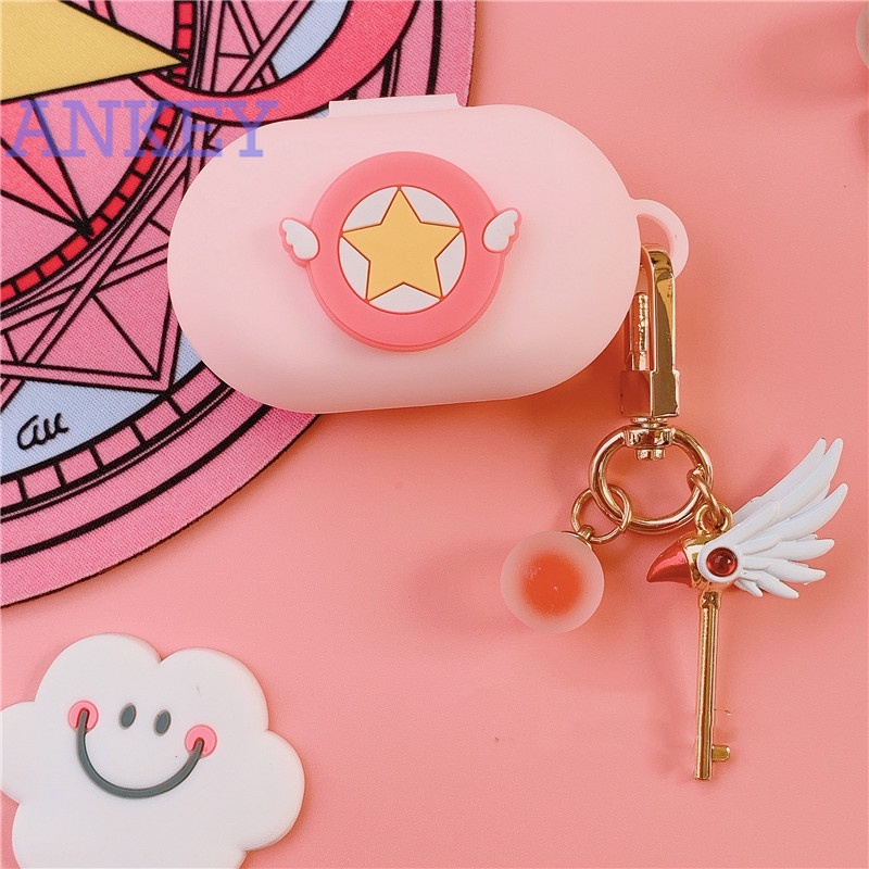 OPPO Enco W11 / Buds / W31 Earphone Silicone Case Pink Girl Sailor Moon Earbuds Waterproof Shockproof Case Soft Protective Case Headphone Cover Headset Skin with Hook